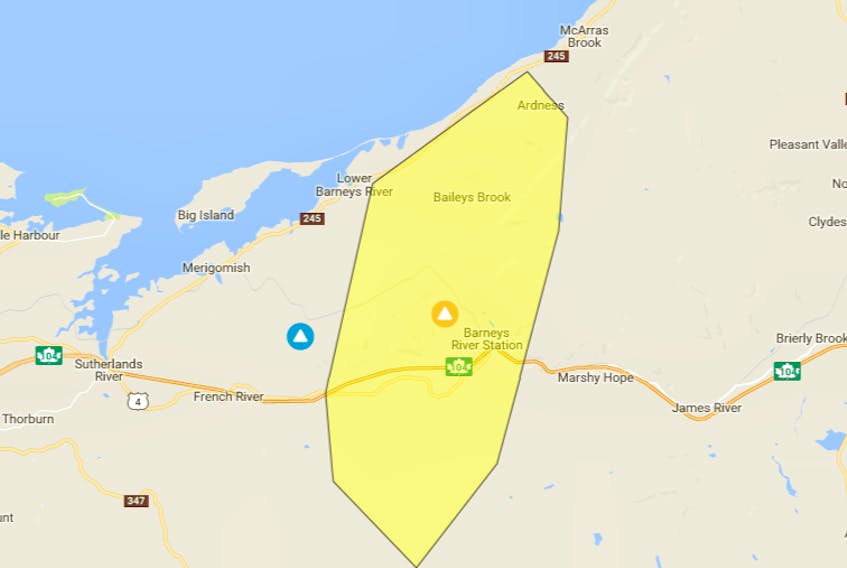 An outage is affecting an area around Barney's River Station.