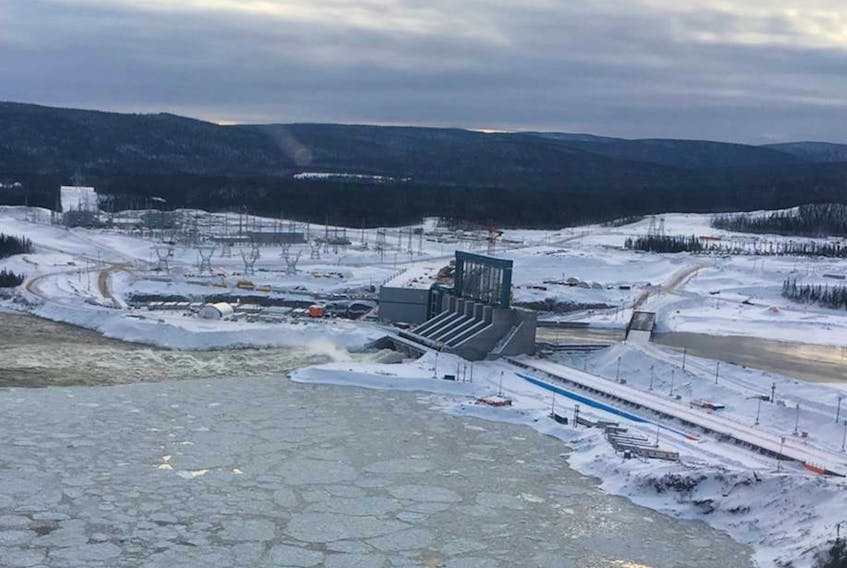 An aerial photo of Muskrat Falls taken in January 2018. Courtesy of Nalcor Energy.