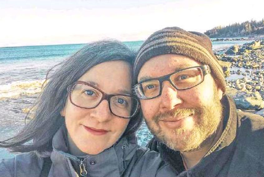 Melissa and Shannon Churchill on a Nova Scotia beach in November 2017.