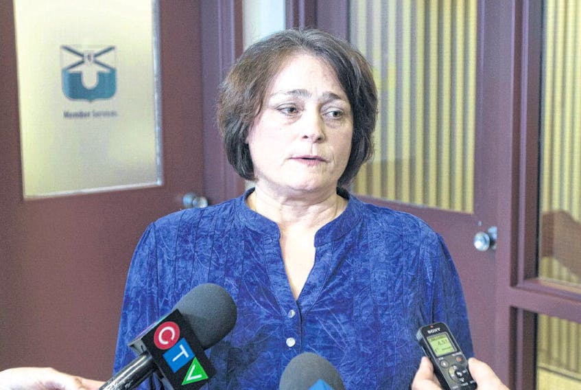 Nova Scotia Teachers Union president Liette Doucet speaks to the media on Wednesday about the union’s upcoming strike vote.
ERIC WYNNE • THE CHRONICLE HERALD