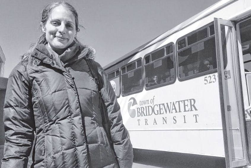 Bridgewater resident Ellen Johnson, who’s unable to drive because she’s visually impaired, often relies on Bridgewater Transit to get around town and says she’s excited the bus service has been extended for another year. ANDREW RANKIN • THE CHRONICLE HERALD