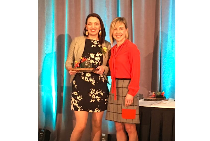 Cara Sunderland was presented with the Women's Active Nova Scotia trendsetter, leadership award on April 14 at The Westin Nova Scotian in Halifax.