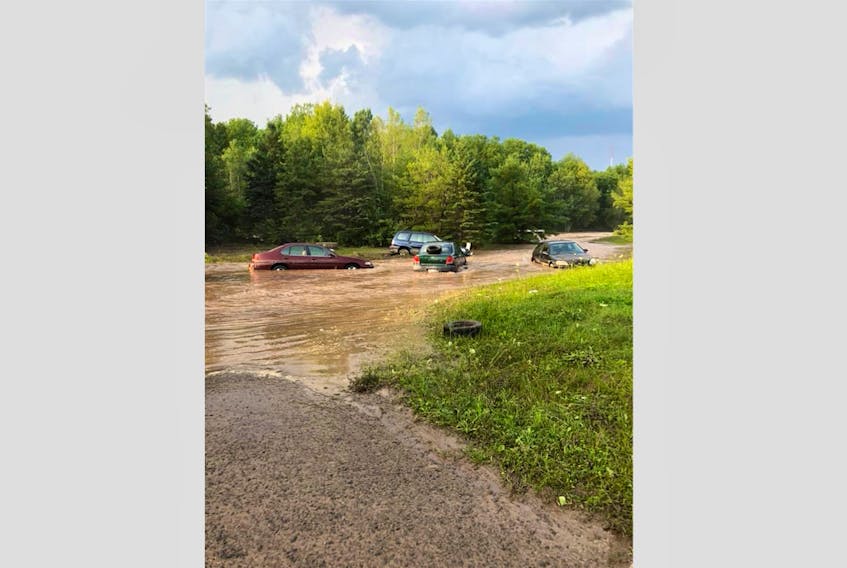 Lalia Kerr snapped this picture of flooded cars on a property on the Ellershouse Road. The river had breached its banks following an intense thunderstorm on Aug. 7.