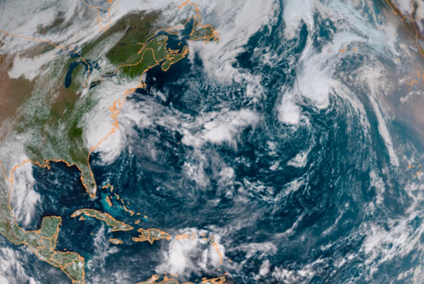 Storms dancing together over the Atlantic Ocean Sept. 14, 2018. NOAA