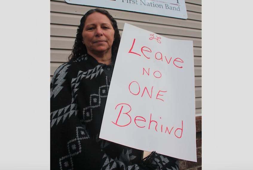 Vanda Martin was one of a few people to hold a peaceful protest at the Qalipu Mi’kmaq band office in Grand Falls-Windsor on Monday, Oct. 1. The group is fighting for the inclusion of more than 10,000 people who were removed from the Qalipu Mi’kmaq First Nation Band’s founding members list.