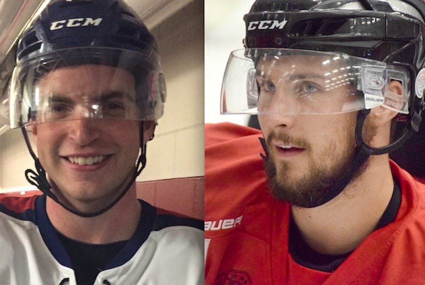 Kris Hodge (left) and Kyle Tibbo have signed with the ECSHL's Conception Bay Blues.