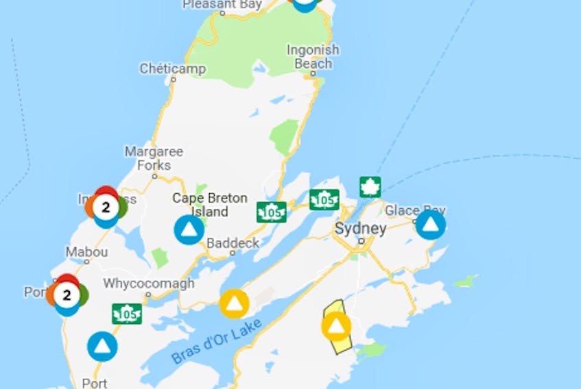 Nova Scotia Power outage map on Wednesday, Nov. 14, 2018.