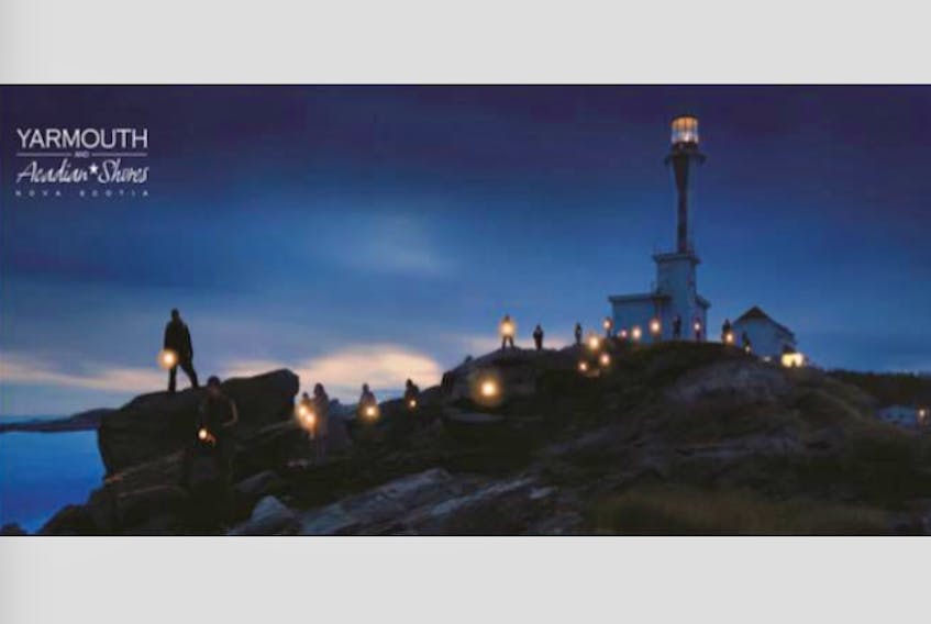 Supporters of the lobster fishing industry gather at the Cape Forchu Lightstation each year on Dumping Day morning to send the fishing fleet off with lights and cheering.