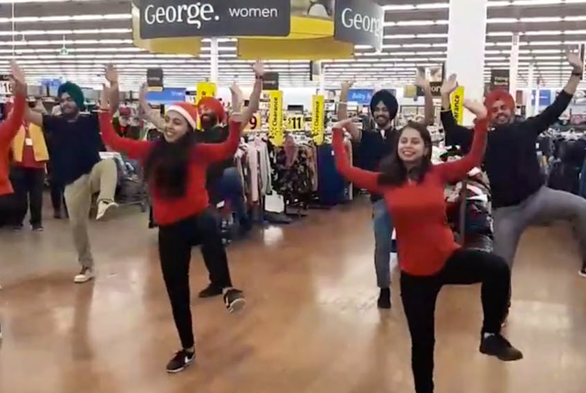 A seasonally inspired performance by some staff of the Sydney Port Access Road Walmart store has attracted thousands of online viewers.
