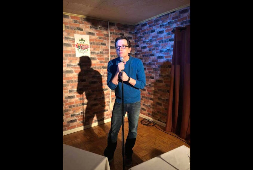 Comedian Jay Malone performs at K-Town Comedy Club, which is owned and operated by Marc Sauvé in partnership with Paddy’s Irish Brewpub and Rosie’s Restaurant owner Brian FitzGerald.