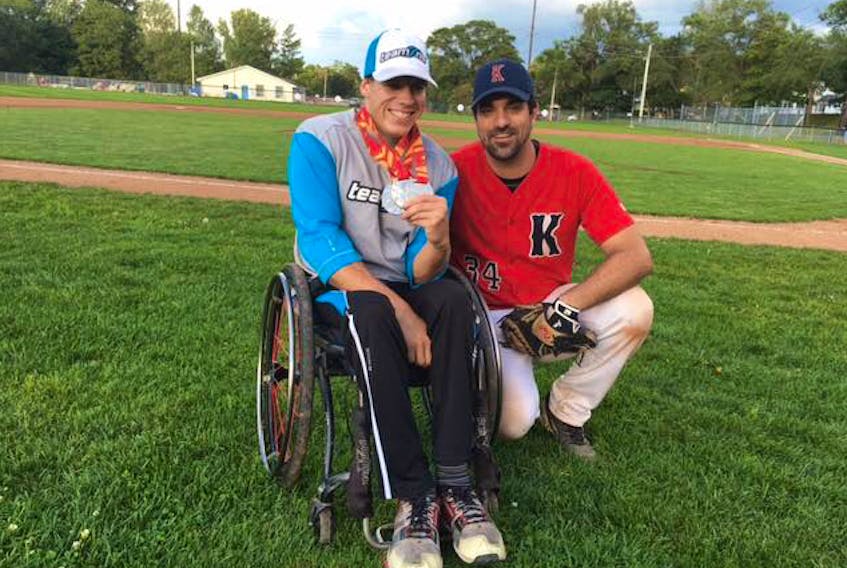 Newly announced Kentville Wildcats head coach John Ansara is pictured with acclaimed local athlete Ben Brown in this photo from 2017.