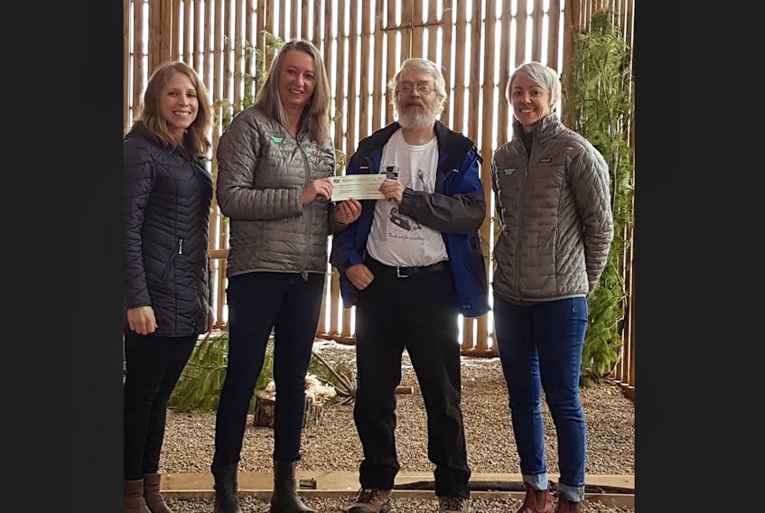 Nature’s Way Canada representatives recently dropped by the Cobequid Wildlife Rehabilitation Centre with a large donation. Taking part in the presentation were, from left, Dr. Jenna Ritter, Pam McEwing, Murdo Messer, co-founder of CWRC, and Nancy Neatt.