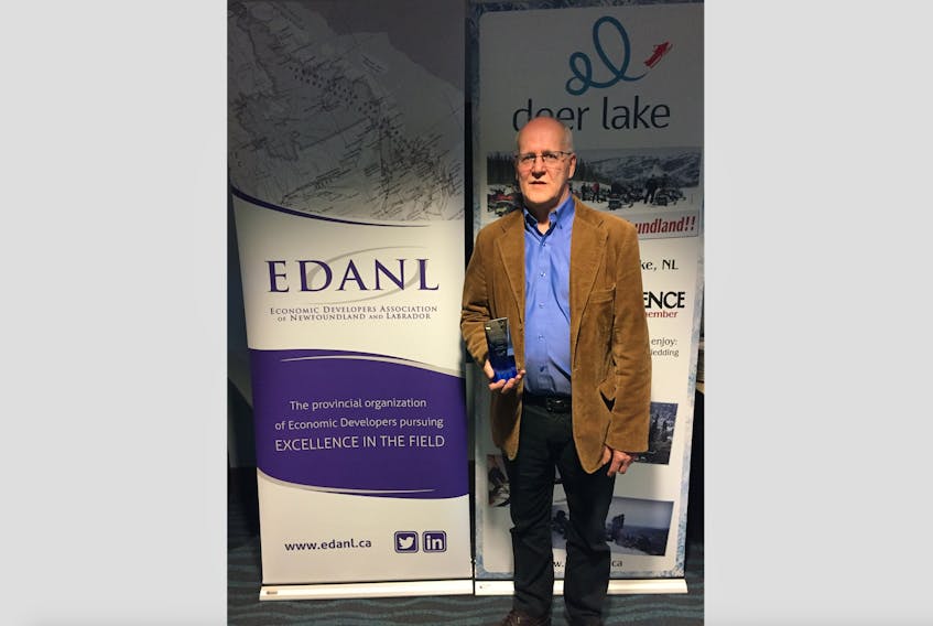 Sam Elliott, executive director of St. Anthony Basin Resources Inc, received the Community Project (under 3000 population) award, on behalf of the organization, at the Economic Development Awards of Excellence 2019 in Deer Lake.