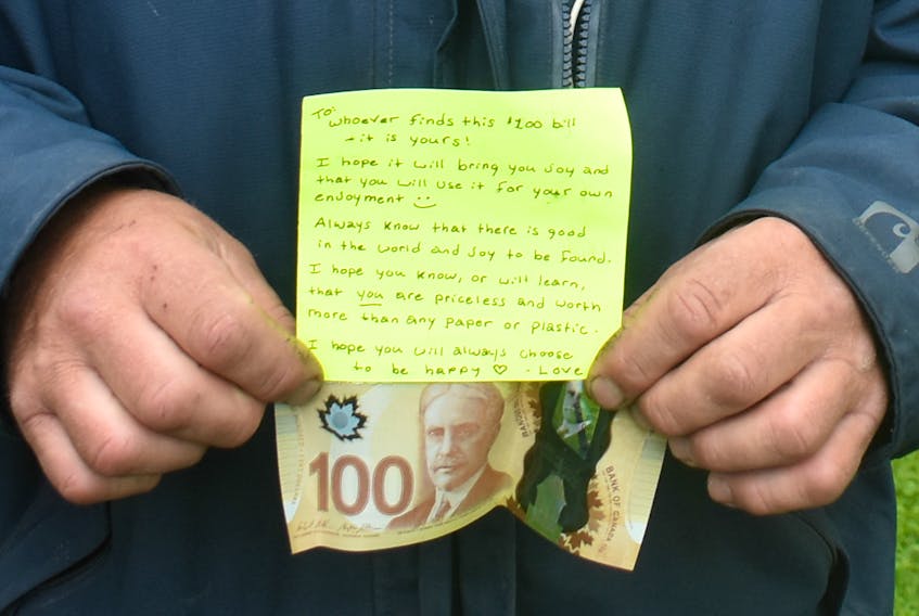 Doug Miller found this note and $100 bill in Carmichael Park on Saturday.