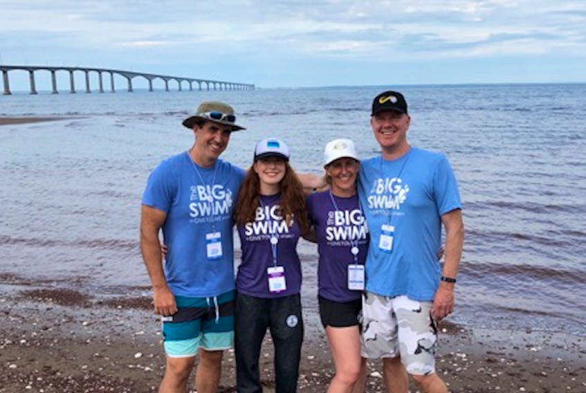 Elaine and Scotia Broome were supported by two family members during their successful swim - Elaine’s brother, Tom Shreve, and her husband, Steve. CONTRIBUTED