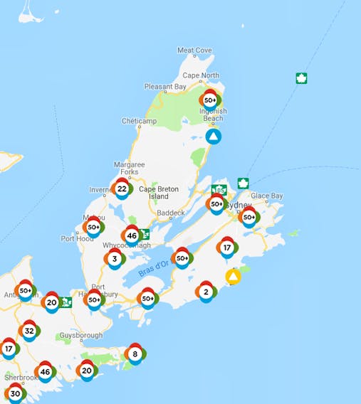 Nova Scotia Power outage map as of 10:20 a.m. on Wednesday, Sept. 11, 2019.