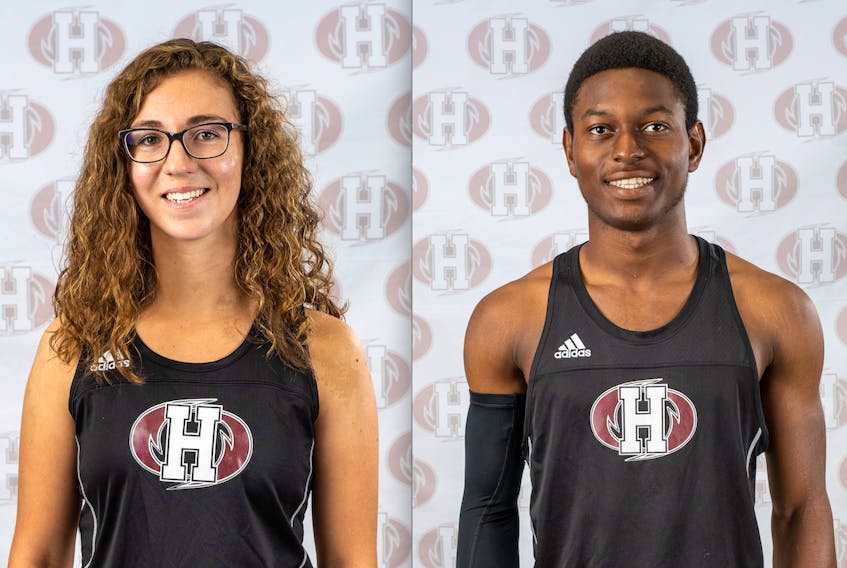 Teanna Letkeman, left, and Benjamin Nwaogazi-Awuja are members of Holland College's cross-country running team.