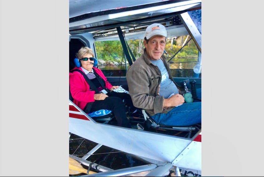 Ruth Cann (105) settles in for a flight with pilot Wayne Nickerson, a former Grade 2 student of hers. ALLISON MOONEY NICKERSON PHOTO