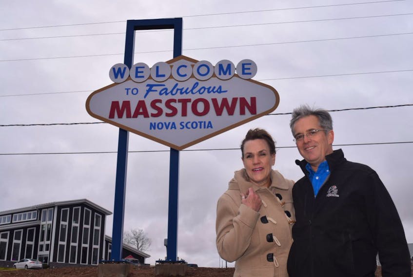 Masstown Market owners Lisa and Laurie Jennings want to help draw more people to the community by stopping to take a selfie or simply enjoy the fun they intended when they erected a new sign similar to the iconic Welcome to Las Vegas Nevada sign.