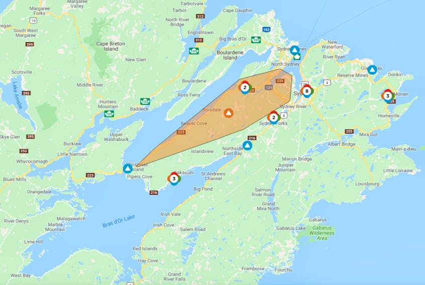 Nova Scotia Power outage map on Tuesday, Dec. 10, 2019 at 9 a.m.