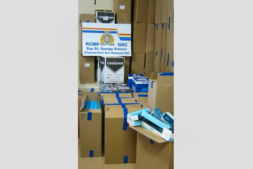 Contraband tobacco seized by Port aux Basques RCMP.
