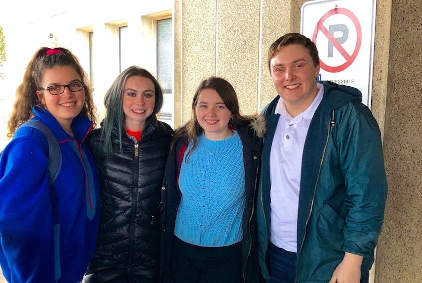 Four of the Cobequid Educational Centre students whose trip to Europe was cancelled due to the spread of COVID-19 are, from left, Maria Matheson, Angèle Hatton, Abby Thornham and Ben Bonell. They understand the reasons for the cancellation but still feel disheartened.