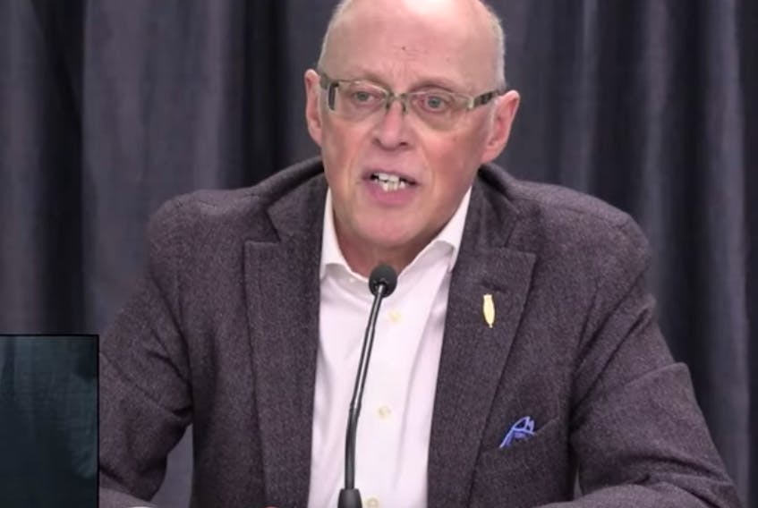 Newfoundland and Labrador Health minister John Haggie addresses the media during the Monday, March 23, 2020 COVID-19 update live stream.