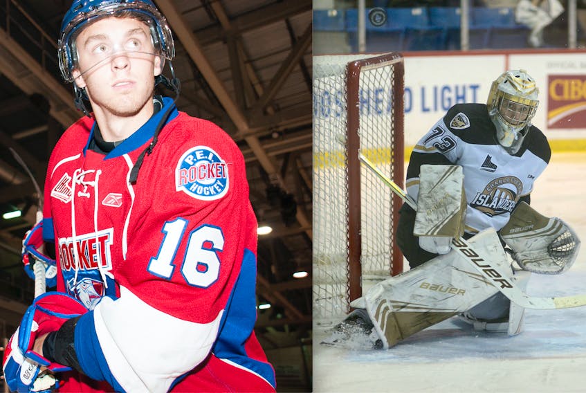 Ben Duffy, left, and Matthew Welsh both played five seasons for the P.E.I. Rocket-Charlottetown Islanders franchise.