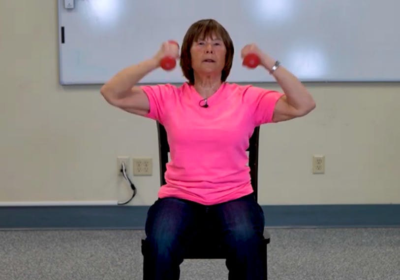Chair Exercise with Sharon' on  keeps seniors active during lockdown