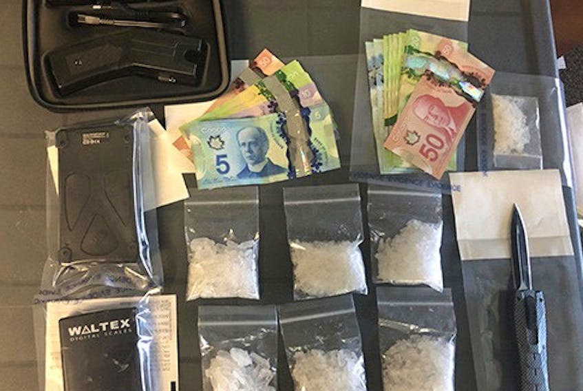 During a search warrant in Summerside on Tuesday, June 16, police seized 175 grams of crystal methamphetamine, morphine pills, oxycodone pills, Xanax pills, a switchblade knife, a conducted energy weapon (CEW or "taser"), brass knuckles and cash.