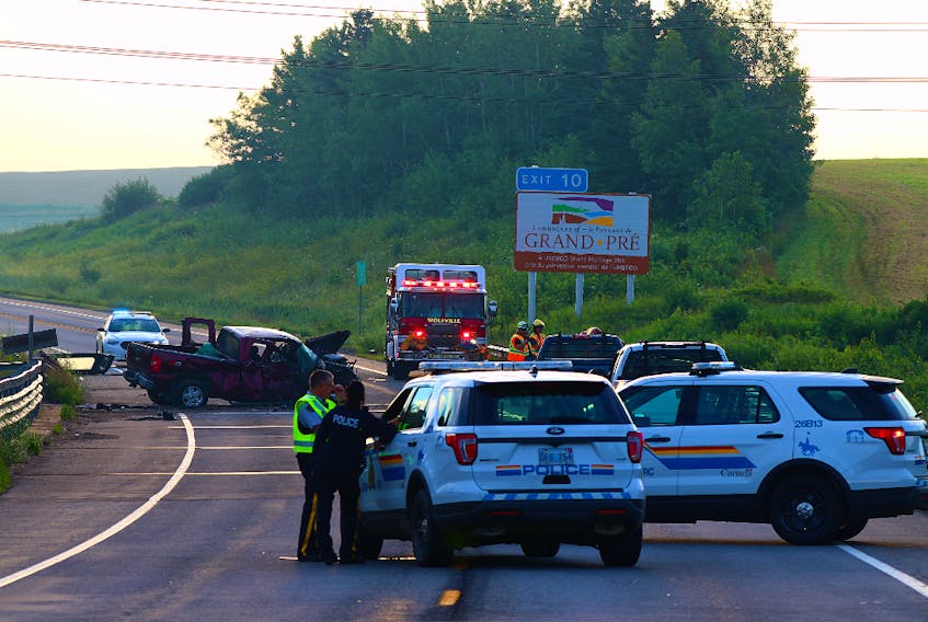 The RCMP are looking into an single-vehicle accident near Wolfville on Saturday morning. - Adrian Johnstone photo