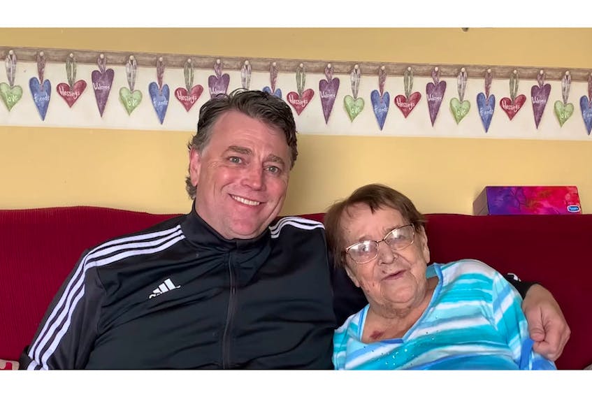 Premier Dennis King and his mother Cattie King banter in a video posted online by the Premier on Mother's Day. Catherine King passed away on August 12 at the Kings County Memorial Hospital.
