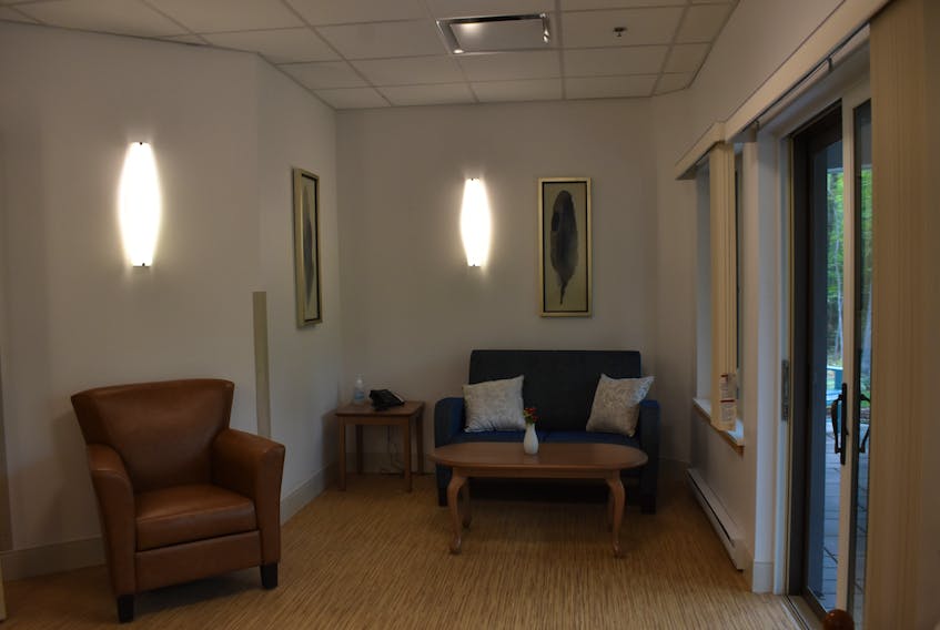 The hospice layout includes multiple quiet areas for families spending time with their loved ones receiving end-of-life care there.
