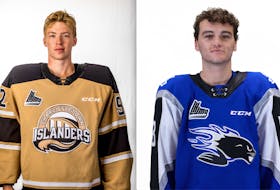 Colten Ellis, left, and Charlie DesRoches play in the Quebec Major Junior Hockey League for the Charlottetown Islanders and Saint John Sea Dogs, respectively.