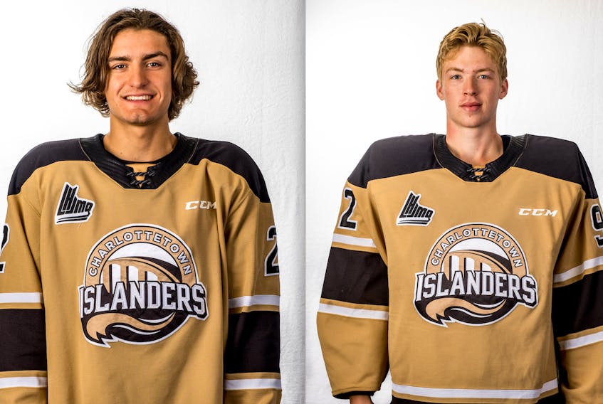 Defenceman Will Trudeau and goalie Colten Ellis play hockey for the Charlottetown Islanders.