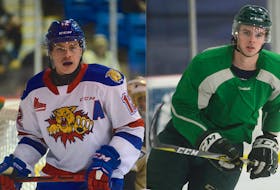 Summerside's Jeremy McKenna, left, and Charlottetown Kameron Kielly are in the first years of their pro hockey careers.