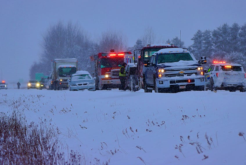Kings District RCMP are asking motorists to stay off the roads until conditions from Friday’s snowstorm improve. Police had already responded to several collisions as of 4 p.m. Jan. 22. – Adrian Johnstone