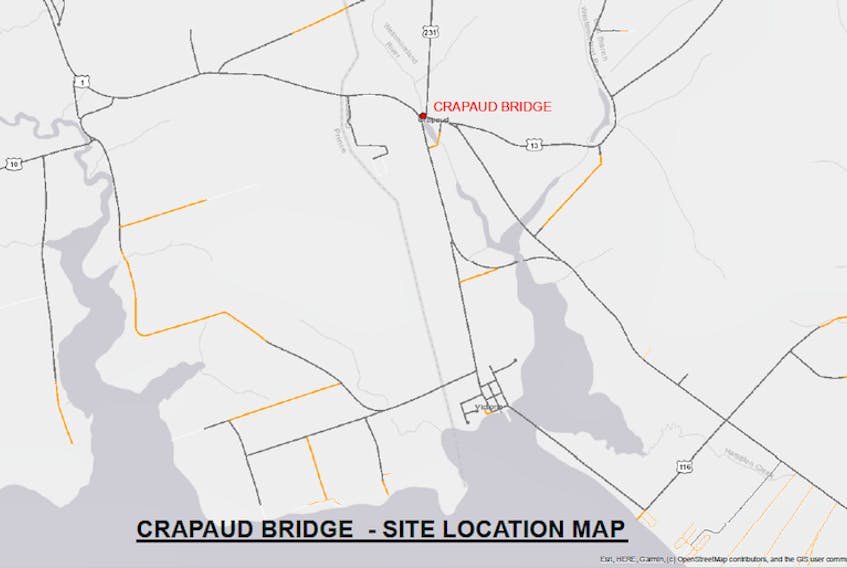 The replacement of the Crapaud bridge begins today.