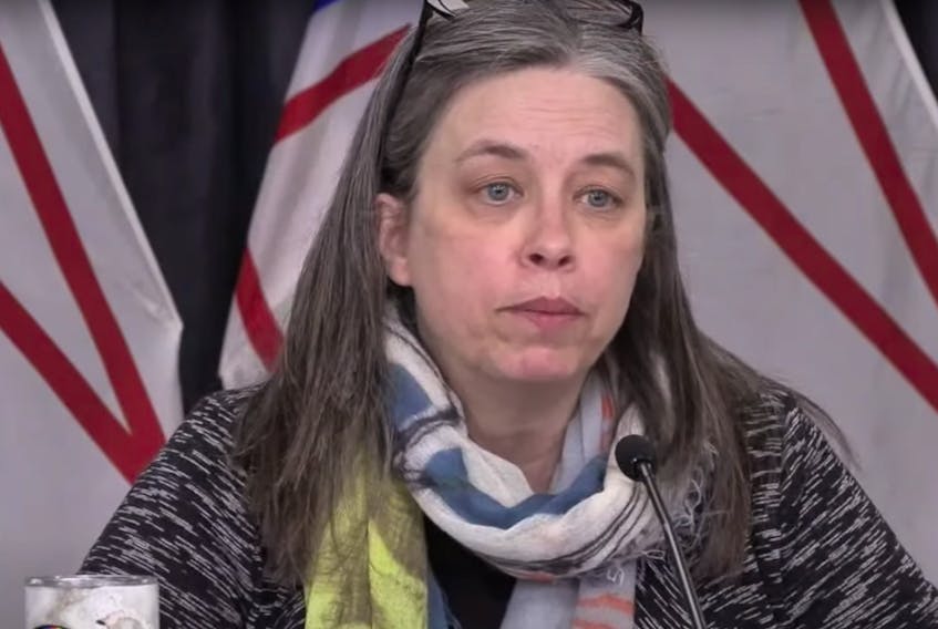 Dr. Janice Fitzgerald answers a reporter's question during Wednesday's provincial COVID-19 briefing. — YouTube screengrab