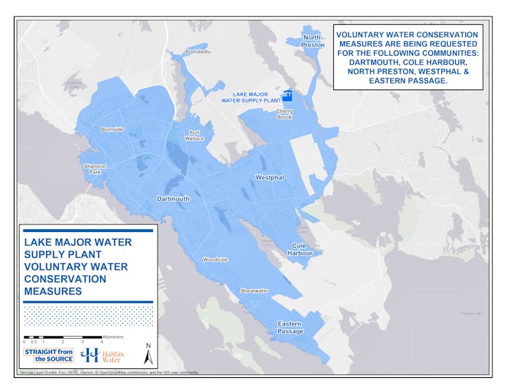 Halifax Water is asking about 103,000 people who live in Dartmouth, Cole Harbour, Eastern Passage, North Preston and Westphal to conserve water. Halifax Water