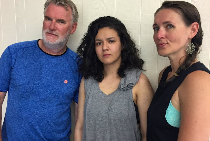 The cast of Any Given Moment includes: (from left) Wally MacKinnon, Claudia Gutierrez-Perez and Alexis Milligan . Any Given Moment runs from Aug. 8 to Sept. 2 at Ship’s Company Theatre in Parrsboro. The production details three strangers, separated by economic class, life experience and ideology, thrown into a shared experience punctuated by fear, conflict and revelation.