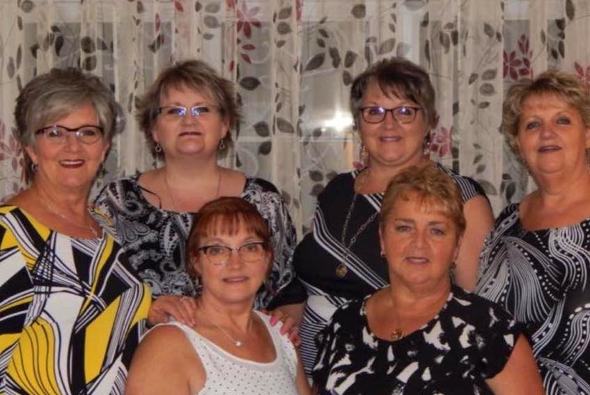 The Mercer sisters of Horwood, in central Newfoundland, are heading to Ontario this week for their upcoming appearance on Family Feud Canada. Comprising Team Mercer are, front row, from left, Joyce Mercer-Miller and Hilda Moss; back row, from left, Wavey Mercer, Dale Mercer, Geraldine Bennett and Gertie Hodder. CONTRIBUTED