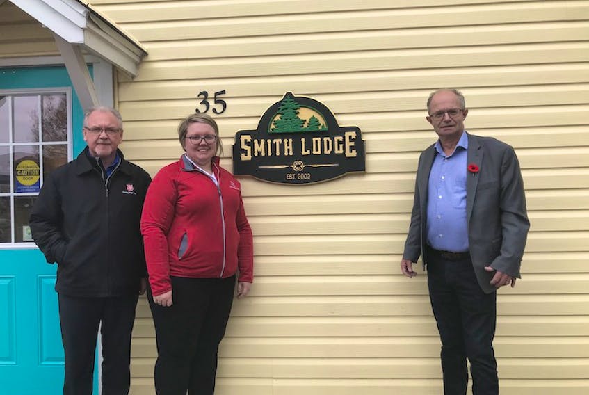 Major Wayne Loveless, Charlottetown Homelessness Services; Lt. Emily Newbury, Corps officer and executive director of The Salvation Army in Charlottetown; and Minister of Social Development and Housing Ernie Hudson at Smith Lodge. Within weeks, Smith Lodge will be reopened as an overnight transitional housing complex. Initially, there will be nine beds for men. By spring, the province plans to open up a further 11 beds.