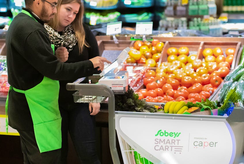 Sobeys rolled out the first intelligent shopping cart this week, called the Sobeys Smart Cart, at the grocer's Glen Abbey Sobeys location in Oakville, Ontario. It will allow customers to scan items and checkout on the spot.