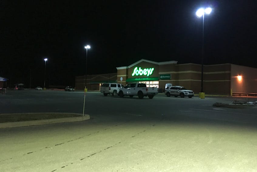 Police vehicles could be seen in the parking lot of Sobeys in Greenwood following an armed robbery that occurred shortly after 8 p.m. March 21.