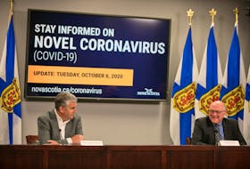 Premier Stephen McNeil (left) and Dr. Robert Strang (right), Nova Scotia's medical officer of health, gave a live COVID-19 update on Tuesday.