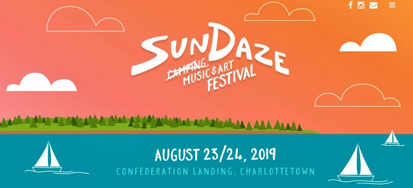 A screengrab of the SunDaze Music and Art Festival's website shows the concert's new venue at Charlottetown's Confederation Landing Park. Festival organizers and landowners were recently notified by the P.E.I. government that rezoning was required for events to take place at the original festival site, Route 6 Ranch on Oyster Bed Bridge, which was formerly a drag racing strip.