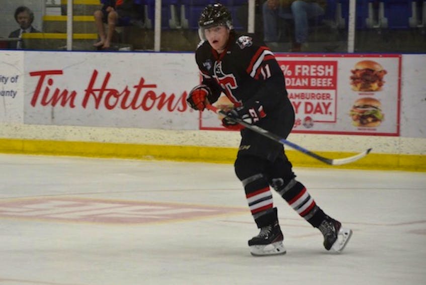 Truro Bearcats forward Lucas Parsons of Stratford scored two goals in a Maritime Junior Hockey League (MHL) game Thursday night.