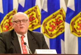 Dr. Robert Strang, the province's chief medical officer of health, gives an update on the number of COVID-19 cases in Nova Scotia at a news conference in Halifax on Sunday. As of Sunday, there were 262 confirmed cases.