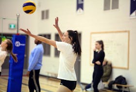 C.P. Allen Cheetahs' Talia Vydykhan warms up prior to a practice on Monday. Vydykhan leads the No. 1 seeded Cheetahs into the NSSAF Division 1 girls' provincial championship at Riverview high school in Coxheath. ERIC WYNNE / The Chronicle Herald